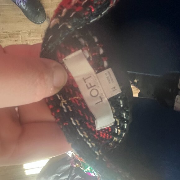 LOFT Red Plaid Mini Pencil Skirt - Picture 4 of 4